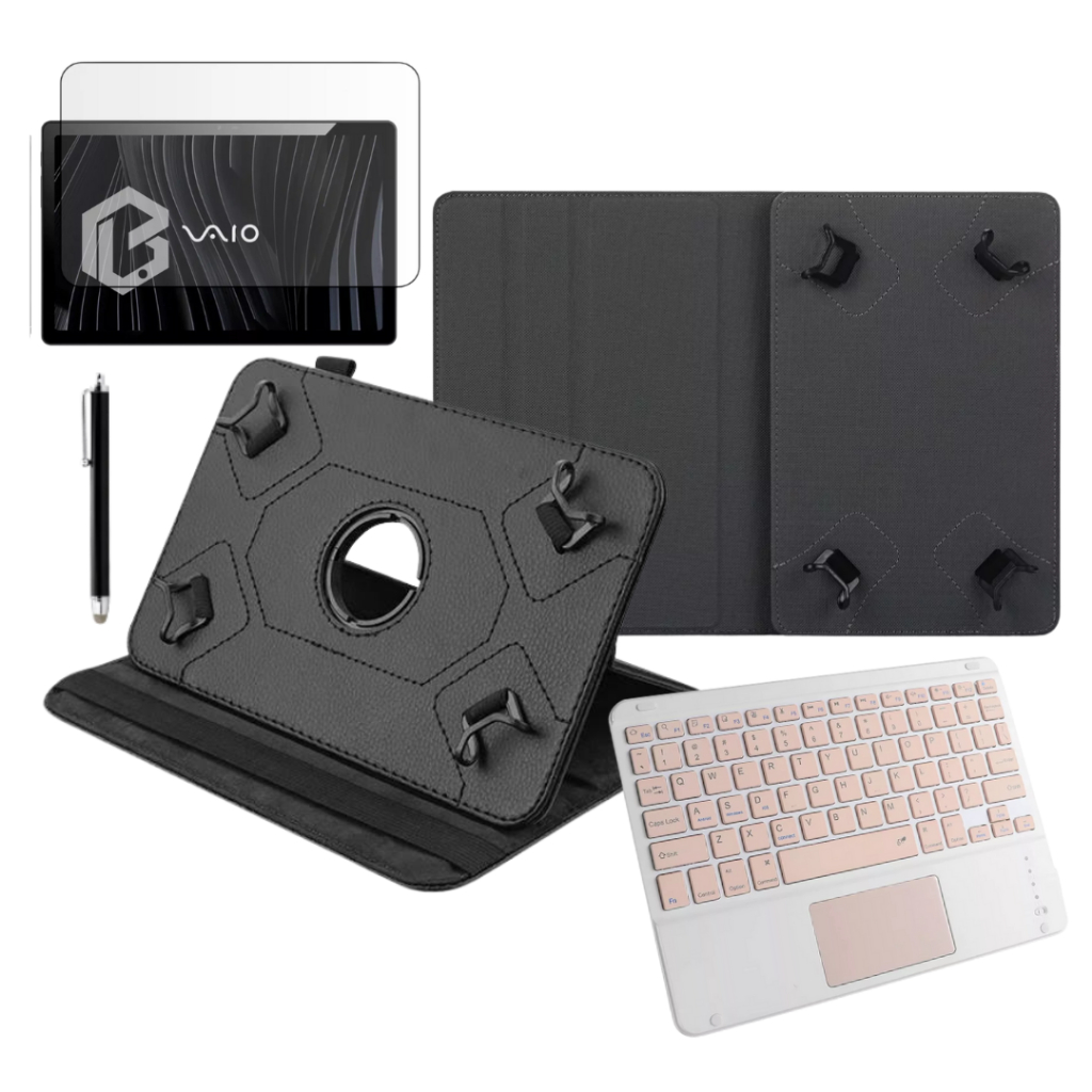 Kit Executivo Capa com Teclado Touchpad Bluetooth + Película + Caneta Para Tablet Vaio