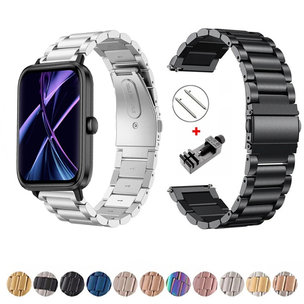 Pulseira de 22mm Metal Elos de aço inox para Smartwatch Multi L2 de Engate Rapido