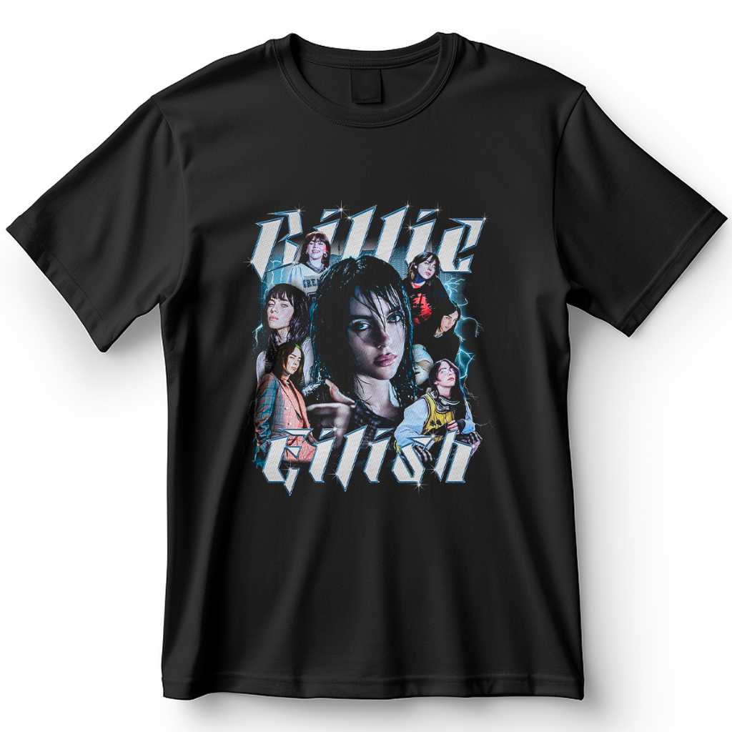 Camiseta Unissex Billie Eilish Estampa Y2K Vintage Estética Grunge Blusa De Cantor Camisa 100% Algodão