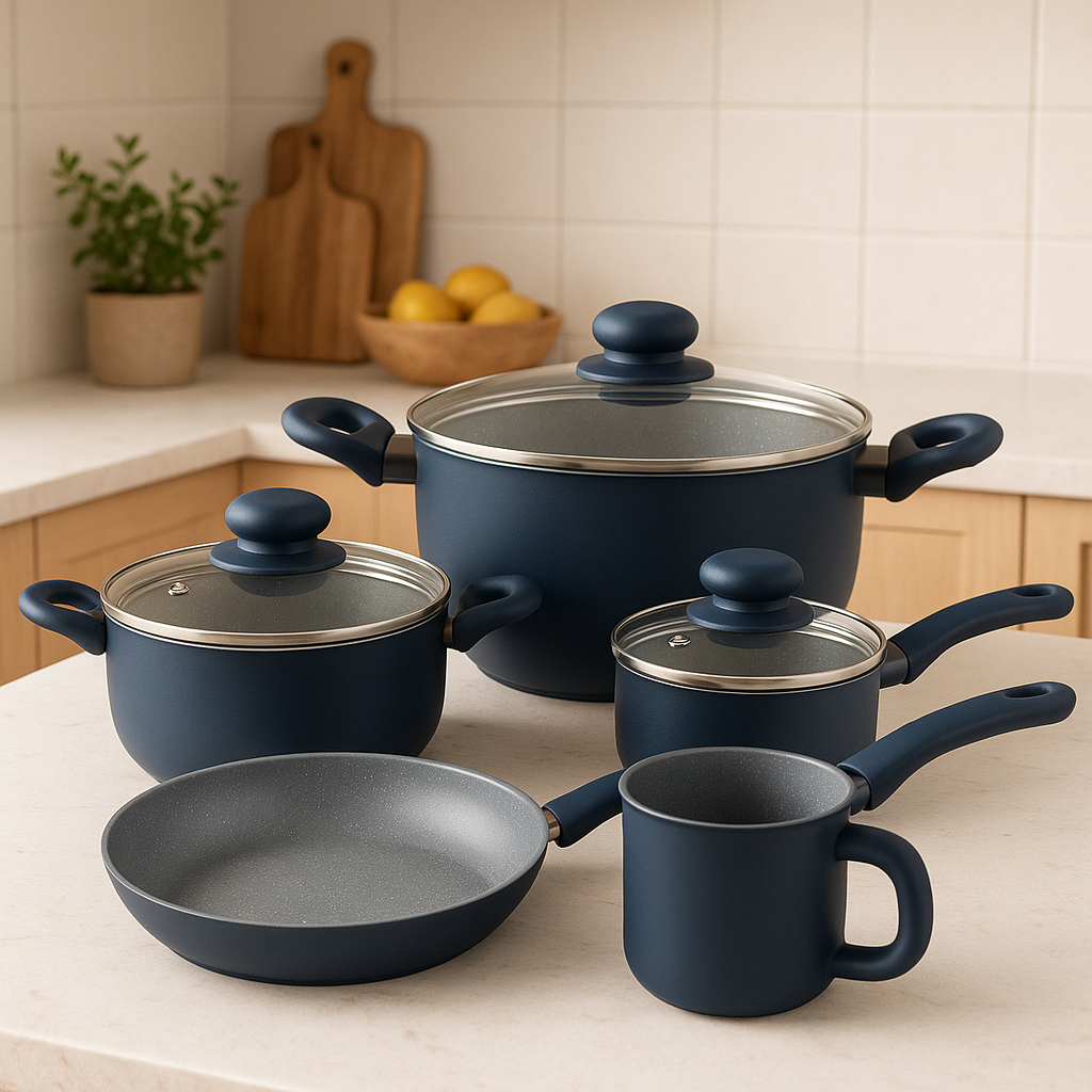 Conjunto de Panela Antiaderente Cerâmica com Tampa de Vidro Caçarola Panela Frigideira Leiteira