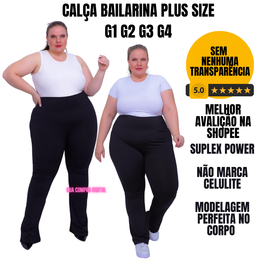 Calça Boca de Sino Plus Size em Oferta Shopee 2025
