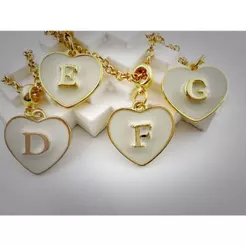 TB Moda Colar Feminino Ouro 18k com Letra A-Z - Pingente Inicial para Presente de Dia dos Namorados