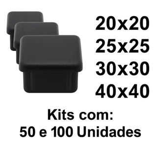 Kit com 50 e 100 unidades Ponteiras Internas Tampa Plástica Quadrada Preta p/ Tubo Metalon em Oferta na Shopee