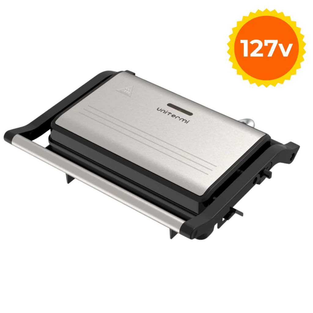 Grill e Sanduicheira Elétrica Unitermi 1000w Aço Inoxidável Torradeira Grelha Cozinha Casa