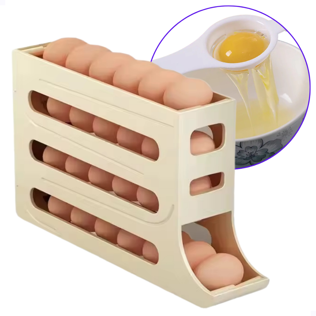 Porta Ovos Deslizante Organizador Para Geladeira De 4 Camadas Automática Rolantes em Oferta na Shopee