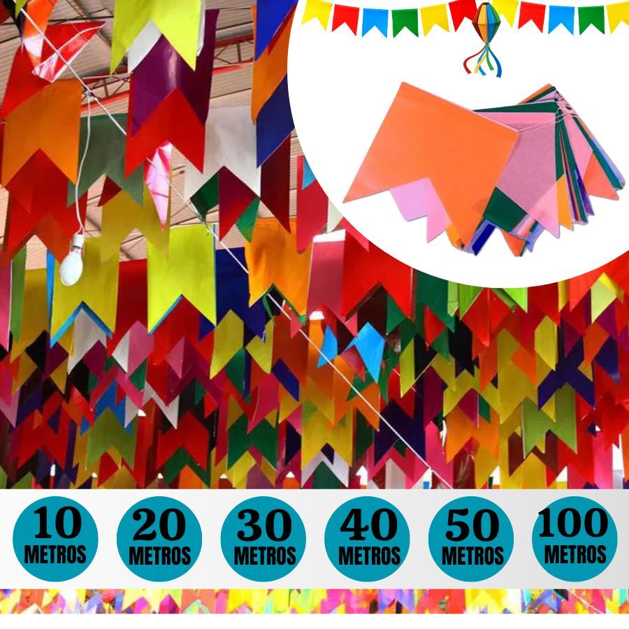 Bandeirinhas Festa Junina Papel  Decoração São João Bandeirola Colorida 10/20/30/50/100