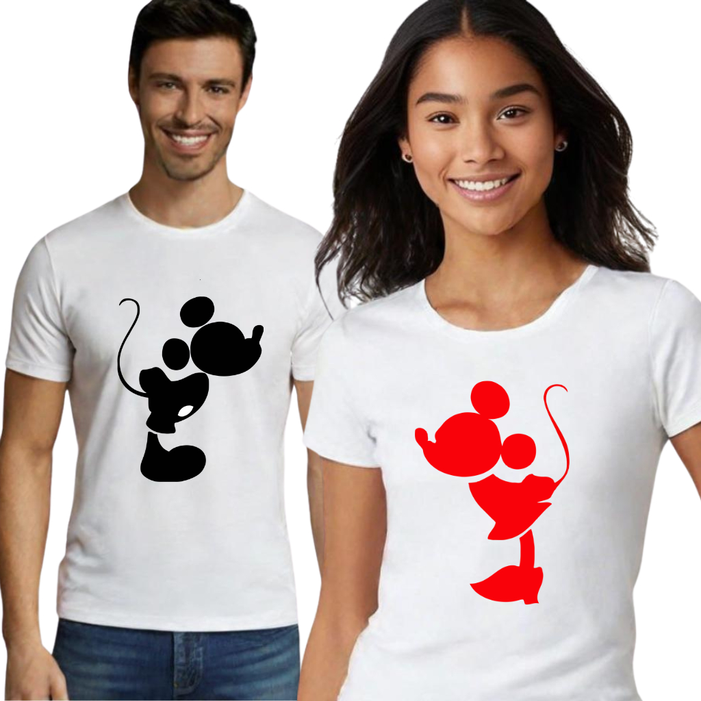 Camiseta Kit Casal personalizado Minie e mickei personalizado