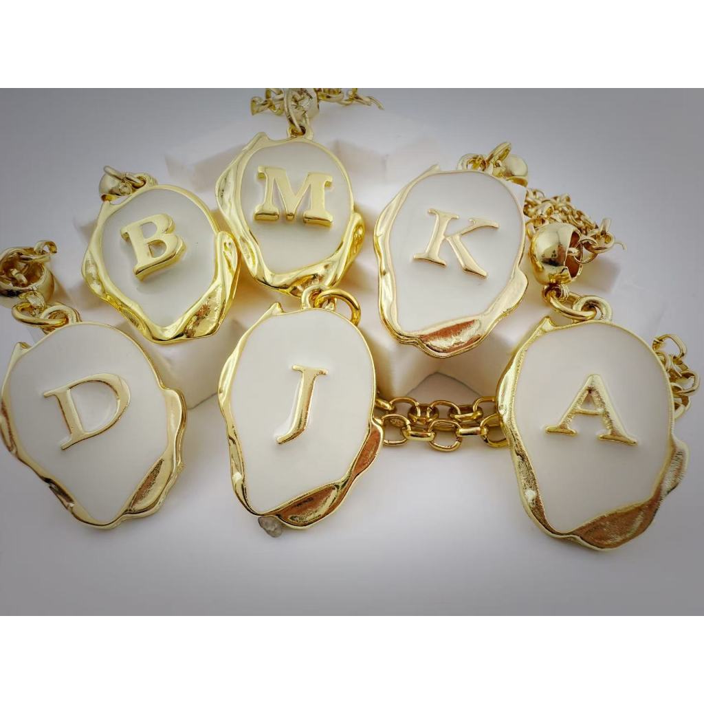 TB Colar Folheado Moda Feminino Ouro 18k com Letra A-Z Pingente para Presente de Dia dos Namorados
