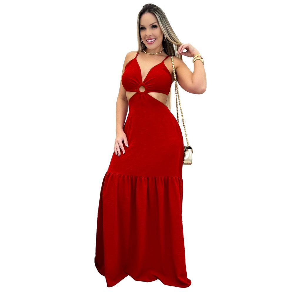 Vestido Longo Costas De Amarrar Bojo Estruturado Elegante Ano Novo 2026 em Oferta na Shopee