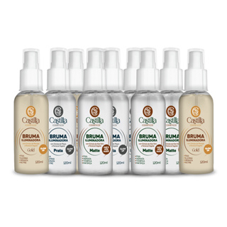 Kit 10 Brumas Castilla Iluminadoras 120mL | Matte, Gold ou Prata | Alta Fixação e Hidratação em Oferta na Shopee