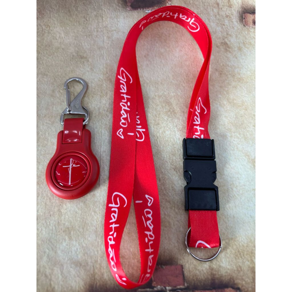 Chaveiro Fé com mosquetão + Cordão Gratidão em Oferta na Shopee