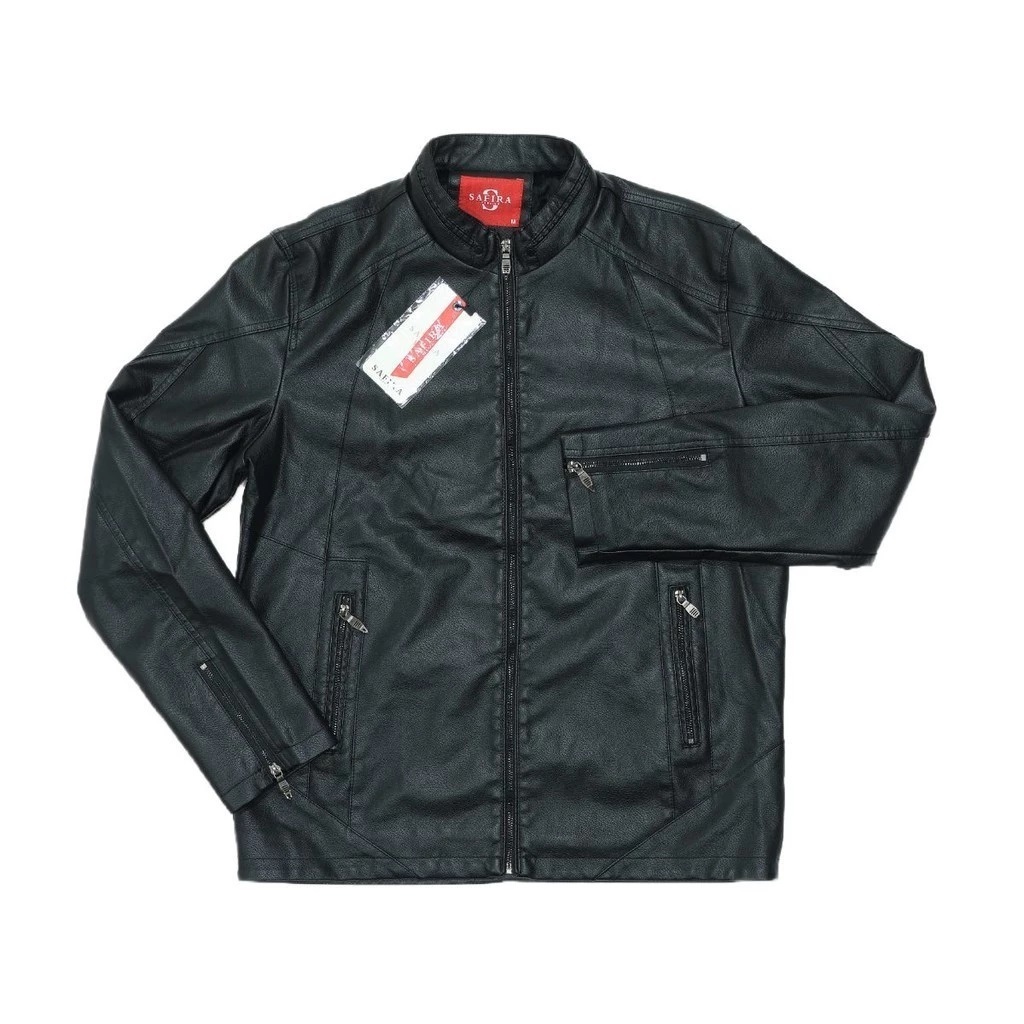 Jaqueta Couro Forrada Safira Masculina confortavel estilosa preta marrom musgo