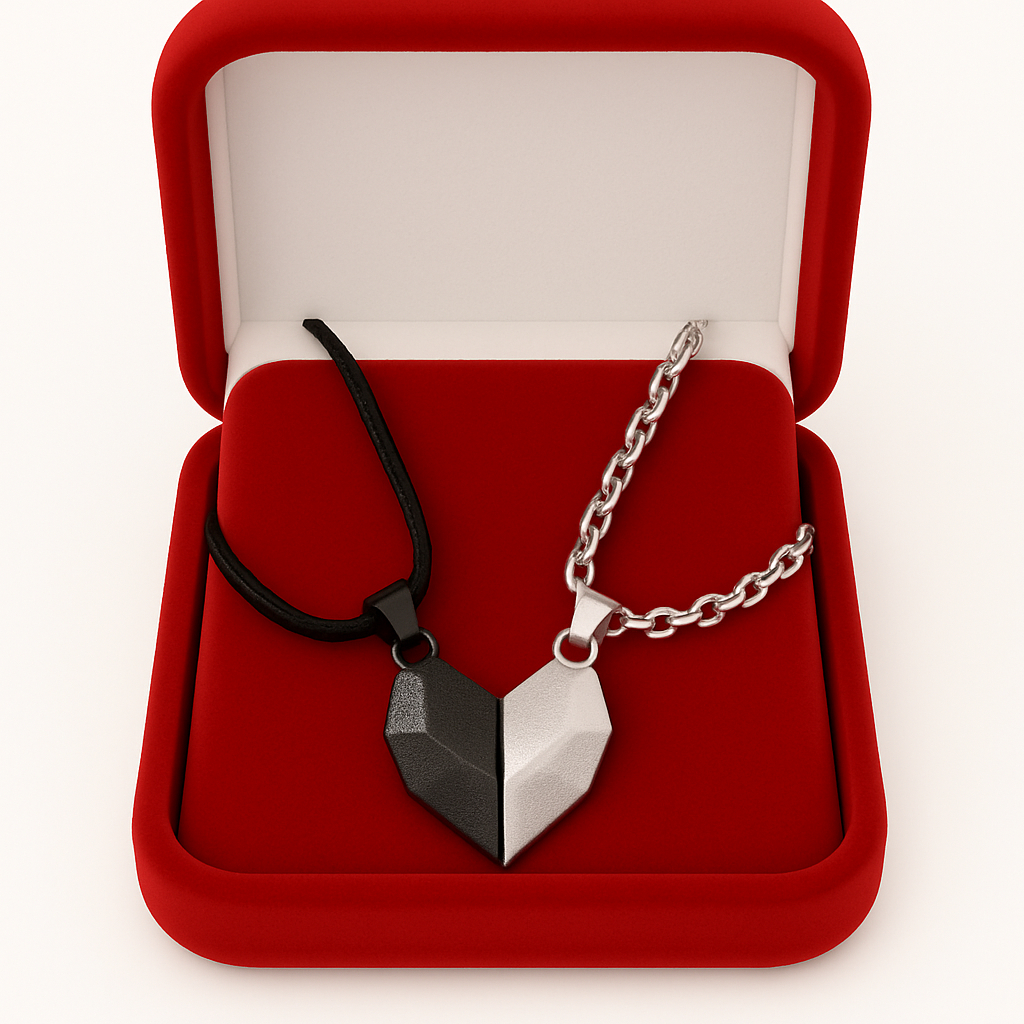 Colar magnético de casal em formato de coração, dois presentes meio personalizados com letras