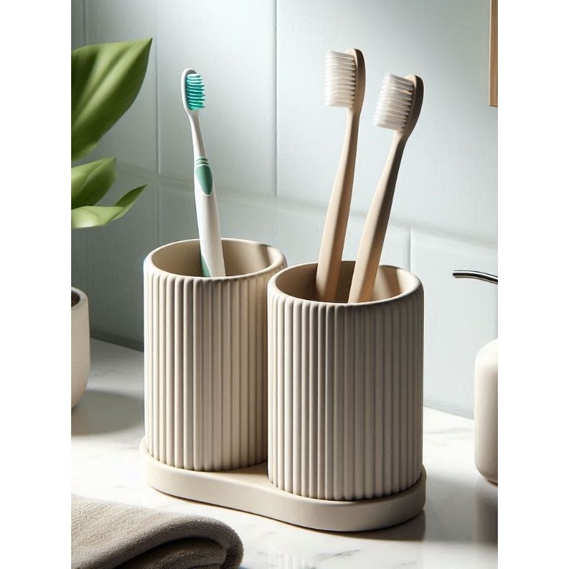 Porta Escova de Dente Duplo – Design Moderno e Minimalista