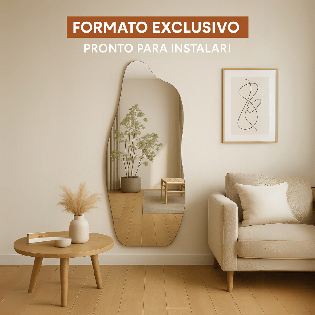 Espelho Orgânico Lopazzi Grande Polido 115x60cm Decoração Pinterest Para Sala Banheiro Quarto em Oferta na Shopee