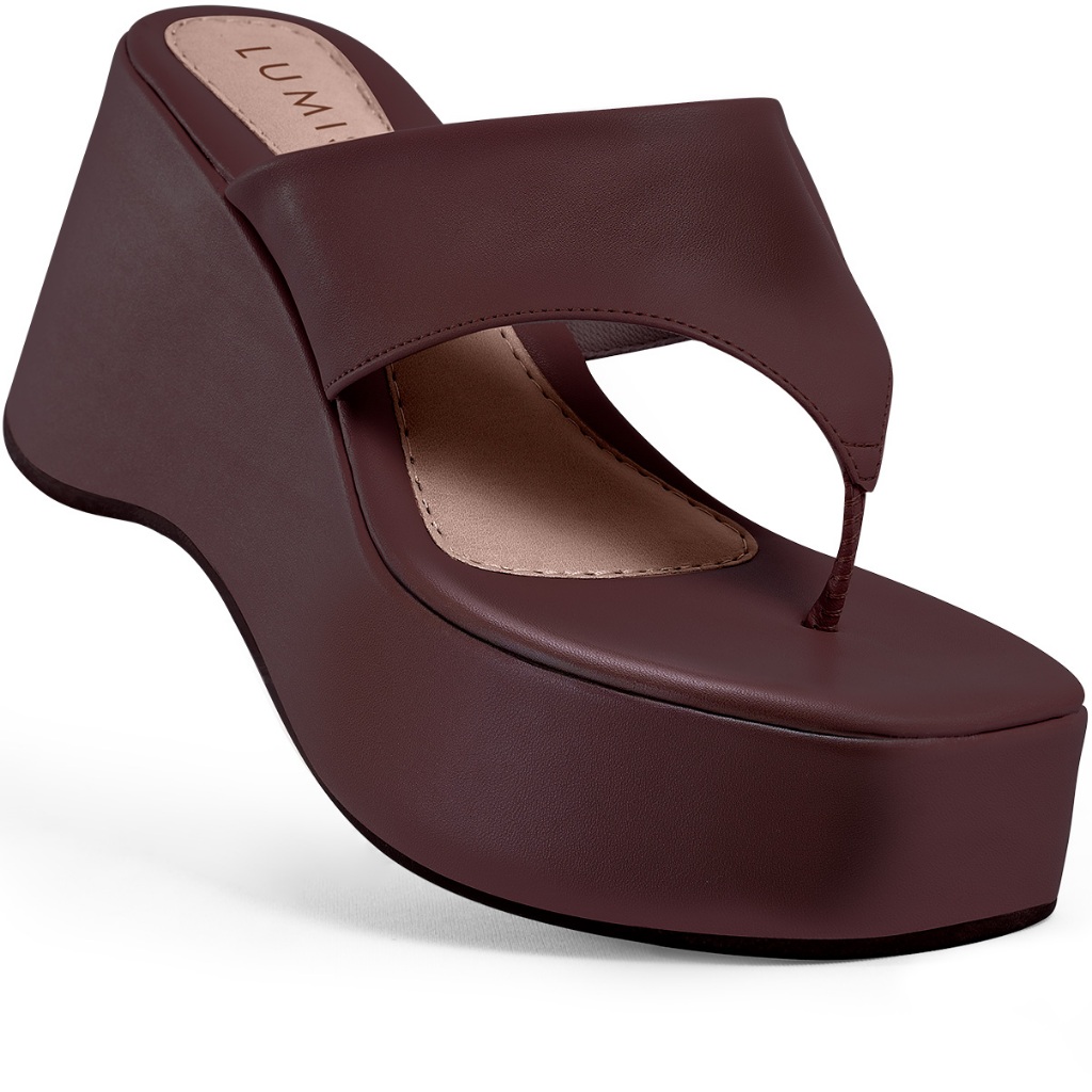 Sandália Feminina Lumiss Plataforma Tamanco De Dedo Confortável Anabela Meia Pata Blogueira