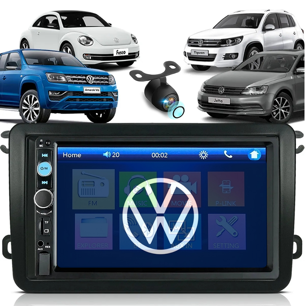 Central Multimídia Mp5 + Moldura p/ Gol Saveiro Voyage G7 G8 Jetta Amarok Tiguan Passat + Câmera Ré