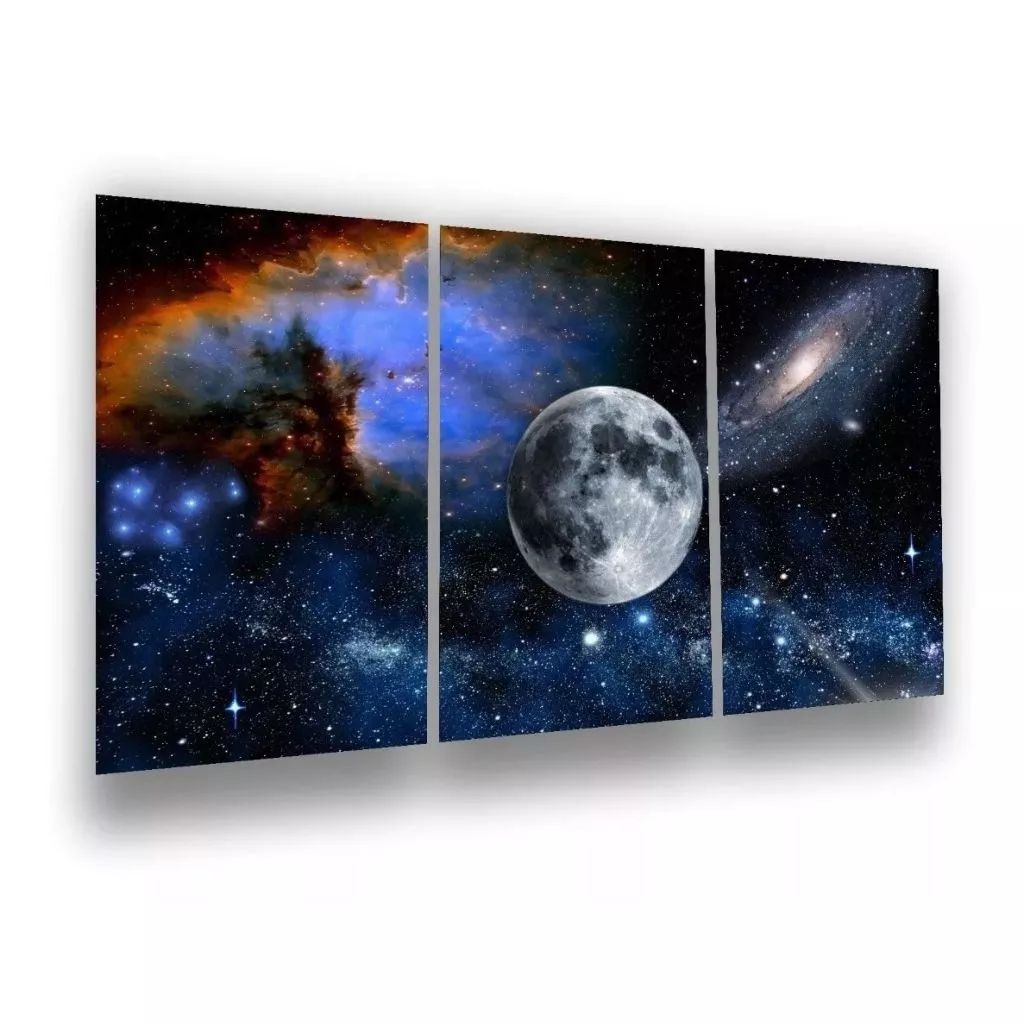 Quadro Decorativo Lua Espaço Céu Estrelado Universo Noite Astronomia Mistério Arte Moderna