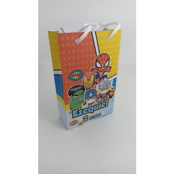 Sacolinha Surpresa Vingadores - Personalizado - Lembrancinha - Festa Infantil / PEGUE E MONTE - COM ALÇA