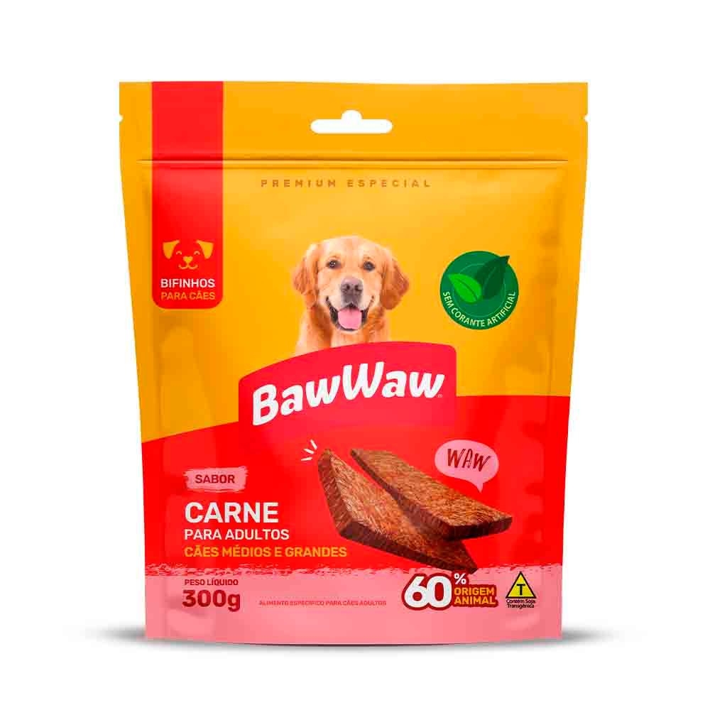Baw Waw bifinho petisco snack bifinho sabor carne p/ cães adultos médio e grande porte 300g
