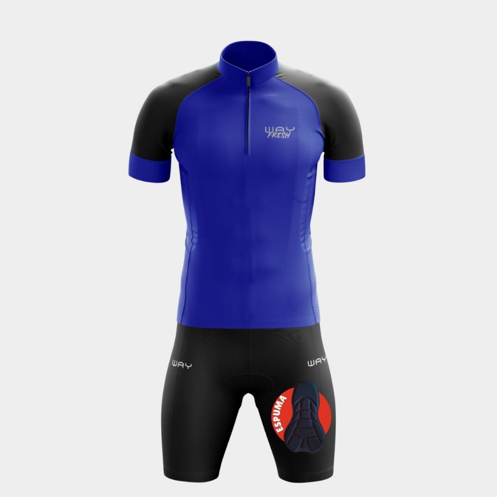 Conjunto Ciclismo Masculino Kit Camiseta Way Fresh Short Bermuda Espuma Roupa Bike Pedalar