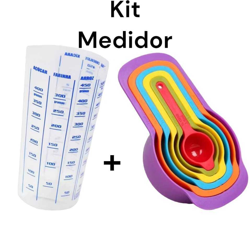 Kit Medidas com 6 Colheres Medidora Em Xicara ML+Copo Medidor Graduado De Medidas 500 Ml De Plástico em Oferta na Shopee
