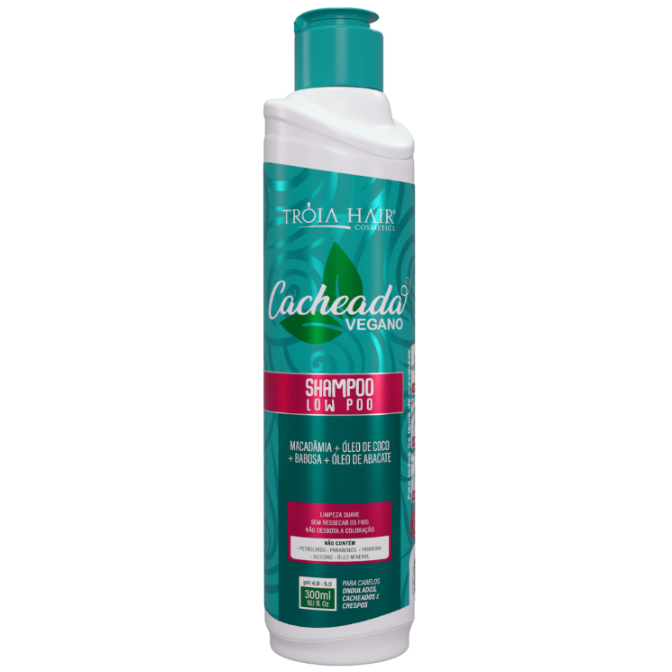 Shampoo Low-Poo Tróia Hair 300ml | Limpeza Suave, Hidratação e Proteção para Cabelos Cacheados