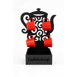 Suporte Bule + 4 Xícaras Cantinho do Café Chá Escolha a Cor Porta Xícaras Cozinha Organizador Bandeja em Oferta na Shopee