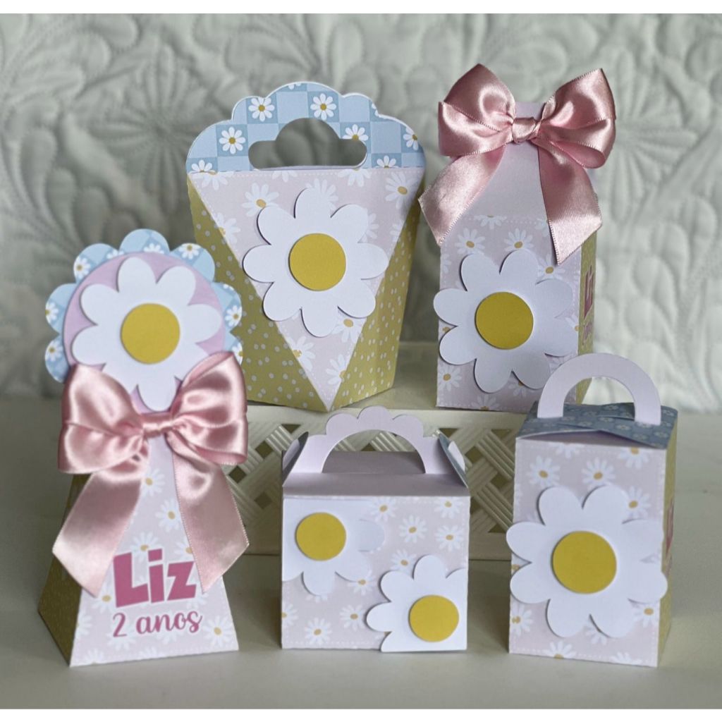 Kit Festa Personalizada MARGARIDAS - Caixinhas Personalizadas - Aniversário - Lembrancinhas