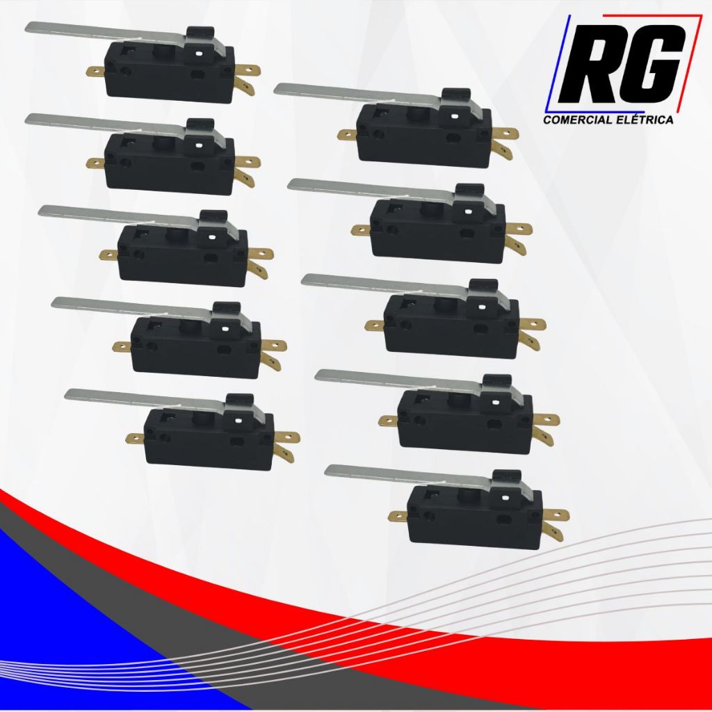 Combo 10 Chave Micro Fim de Curso Interruptor Limitador Portão Motor Deslizante