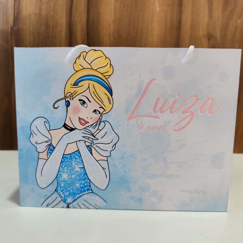 Sacolinha Personalizada Cinderela aquarela - Pegue e Monte