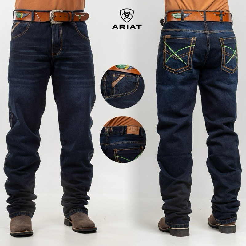 CALÇA COUNTRY ARIAT MASCULINA JEANS GROSSO LARGA RODEIO COWBOY TXC YELLOW STONE COUNTRY  QUALIDADE em Oferta na Shopee