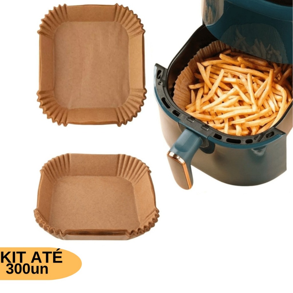Kit Até 300 Formas de Airfryer Fritadeira Descartável Quadrada Antiaderente Promoção Top Promoção