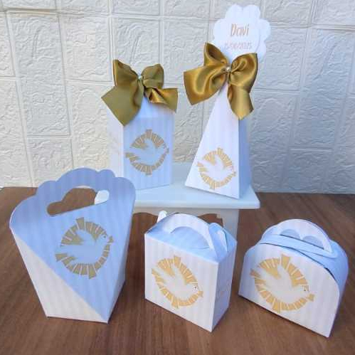 PEGUE E MONTE - Kit Festa PersonalizadoS BATISMO/BATIZADO  DOURADO DIVINO Lembrancinhas Caixinhas para Aniversário