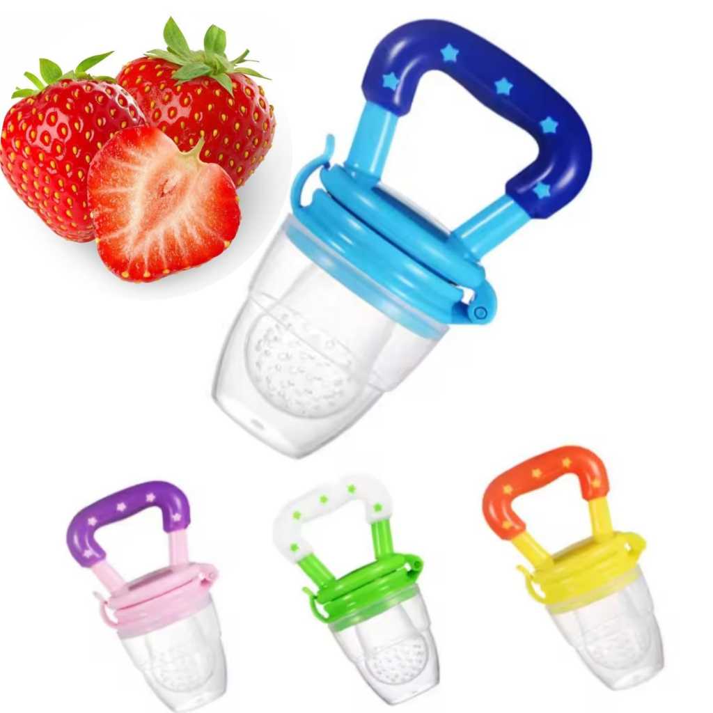Chupeta Alimentadora Bebe Para Frutas Com Tampa Higiênica Com Bico De Mamadeira Macio