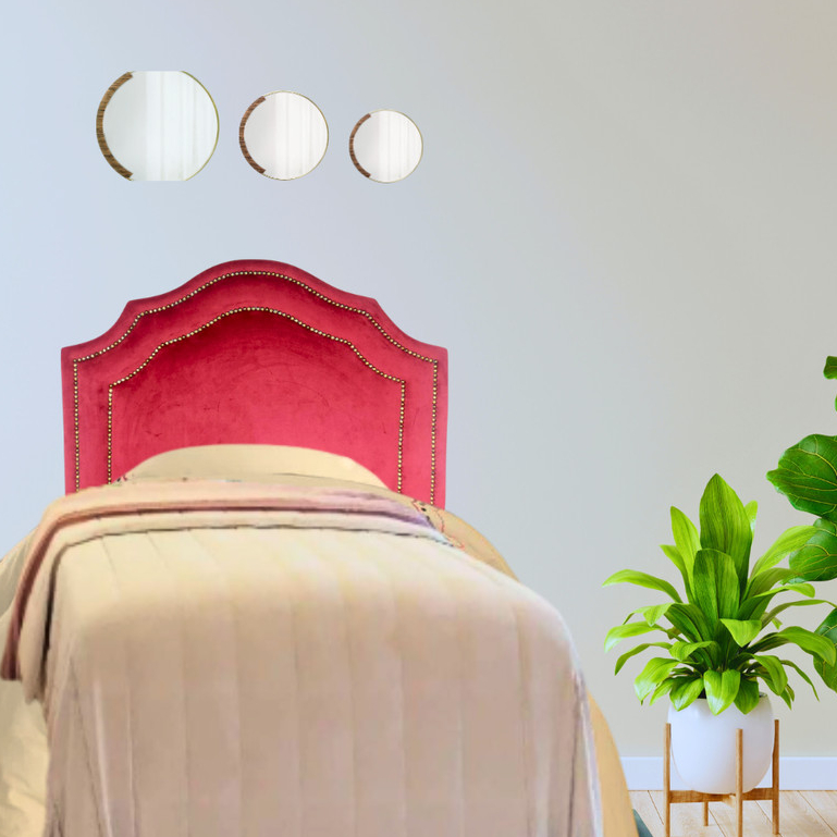 Cabeceira Solteiro Cama Box Deluxe em Veludo Vermelho Dupla Tacha