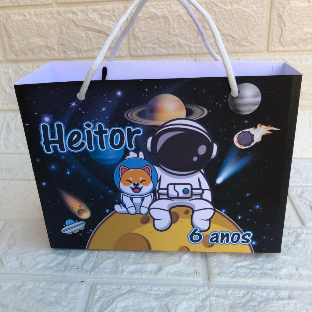PEGUE E MONTE Sacolinha/Bolsinha Personalizada para Festa ASTRONAUTA 2 Mimos Lembrancinhas Sacolinha Surpresa