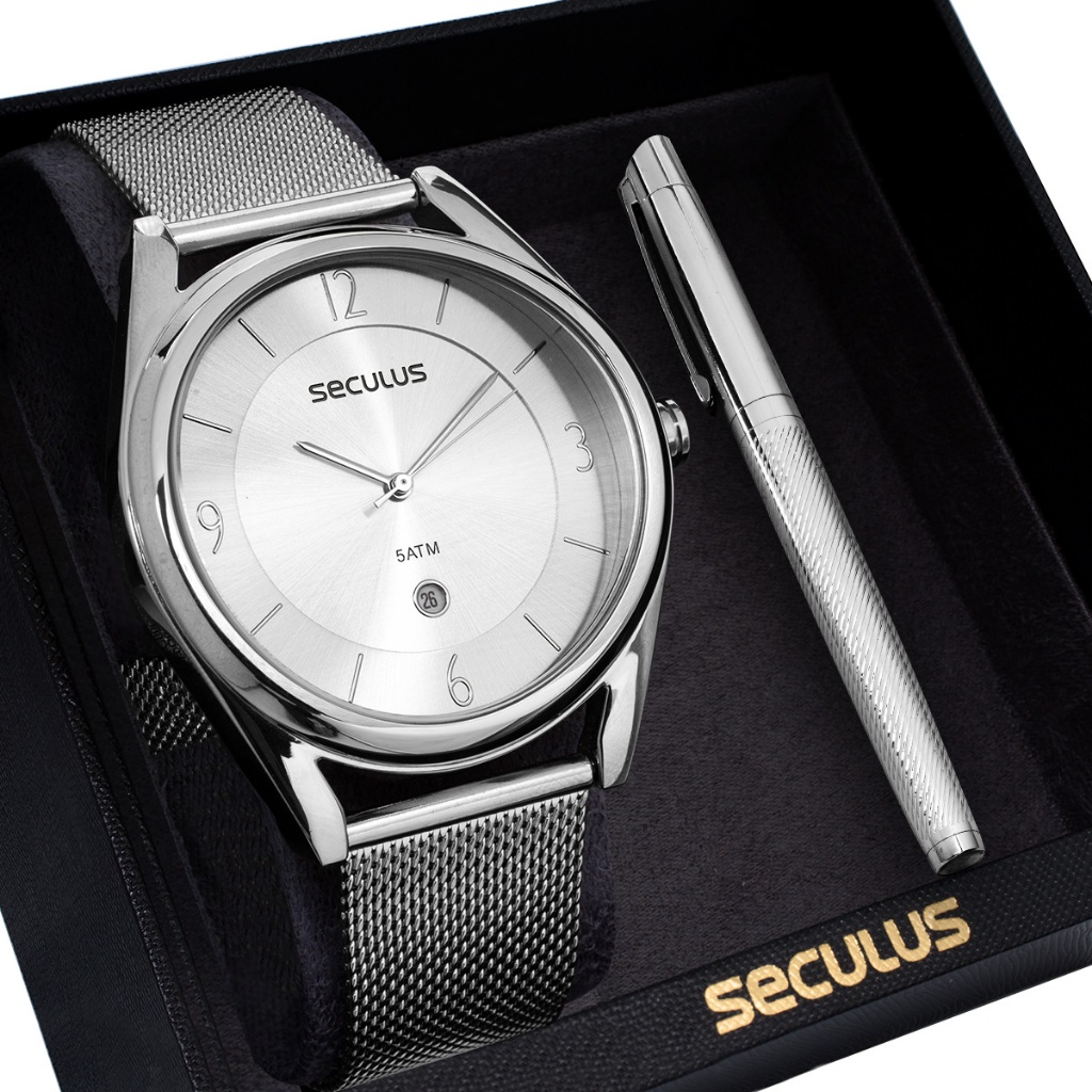 Kit Relógio Seculus Masculino com Caneta 23700G0SKNA2 em Oferta na Shopee