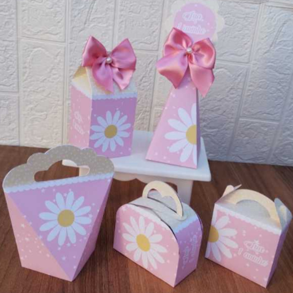 PEGUE E MONTE - Kit Festa PersonalizadoS MARGARIDAS  Lembrancinhas Caixinhas para Aniversário