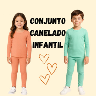 Conjunto Canelado Infantil Menino Menina 2 a 8 Anos Calça e Manga Longa (0047) em Oferta na Shopee