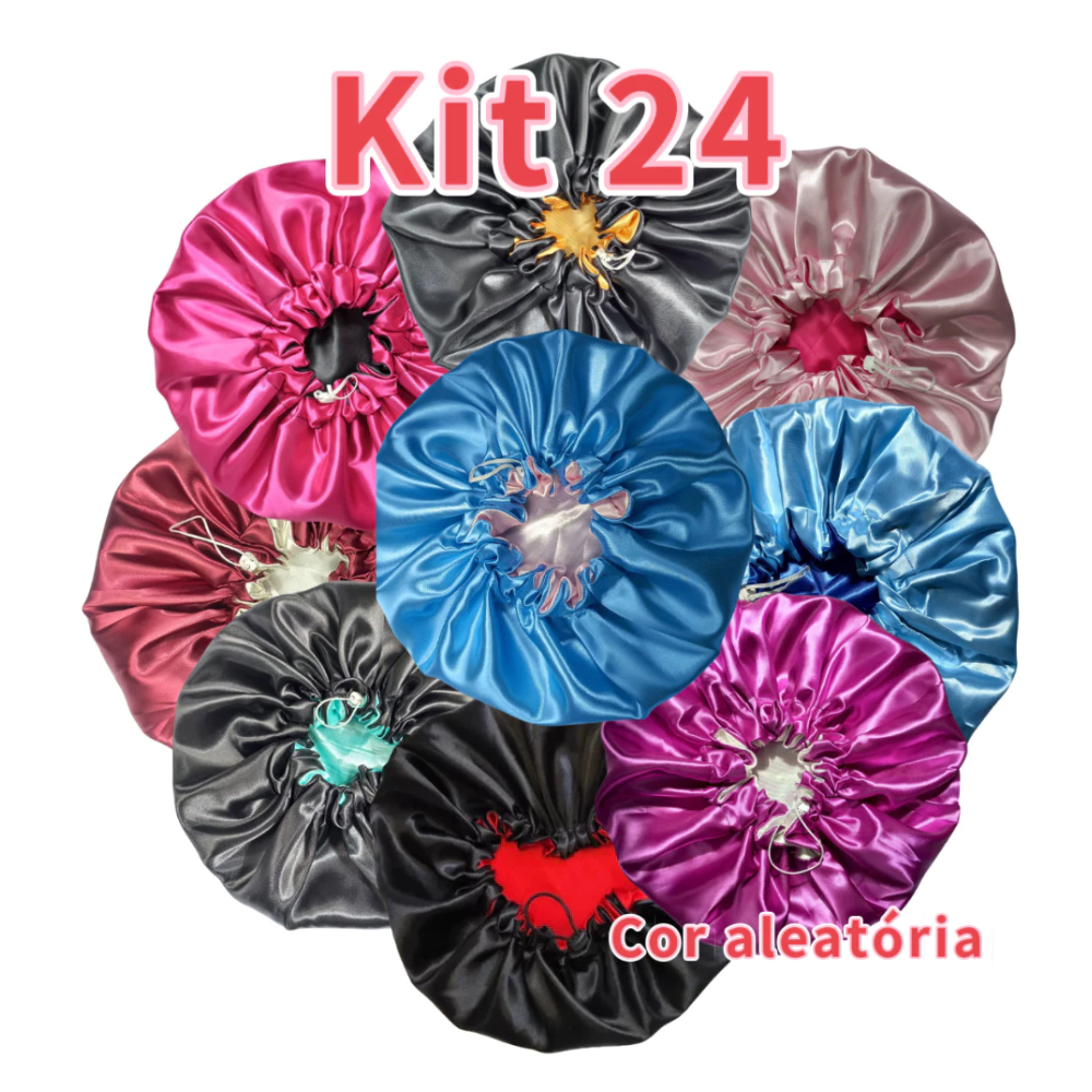 Atacado- Kit 12/24/36 UNI  Toucas De Cetim Antifrizz Dupla Face Para Revenda IMPERIO em Oferta na Shopee