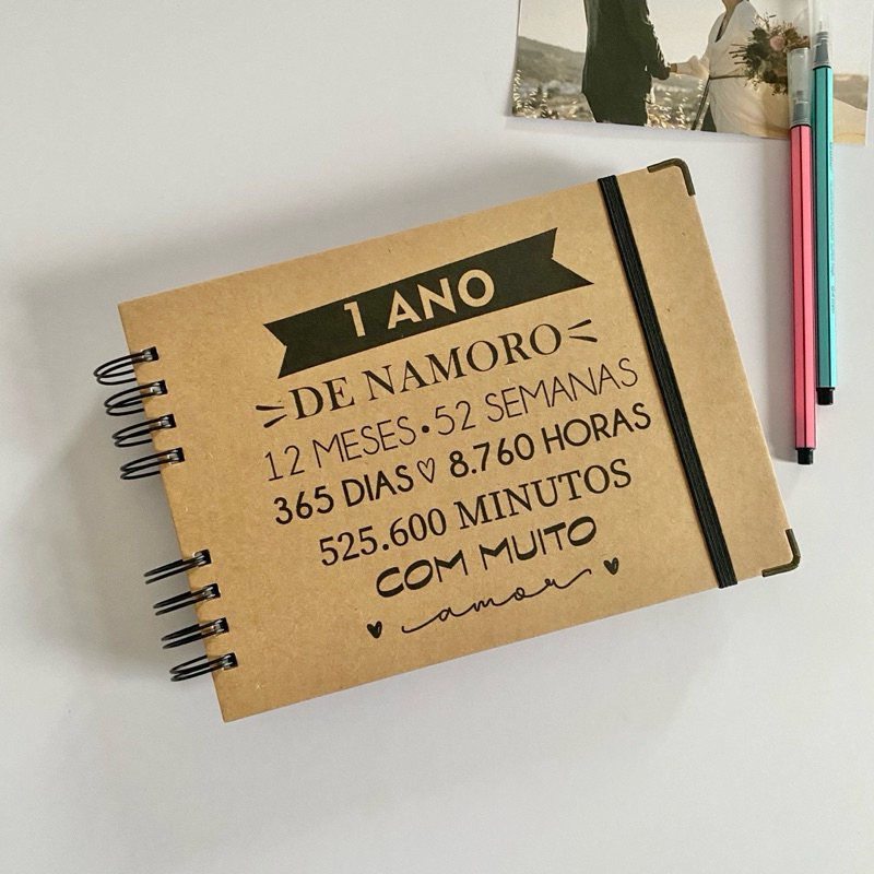 Scrapbook Aniversário de Namoro Álbum kraft Presente de Namoro