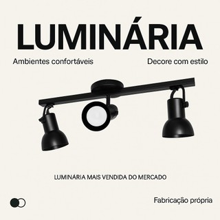 Luminária Spot 3 Focos para Trilho Sobrepor – Direcionável para Lâmpadas E27