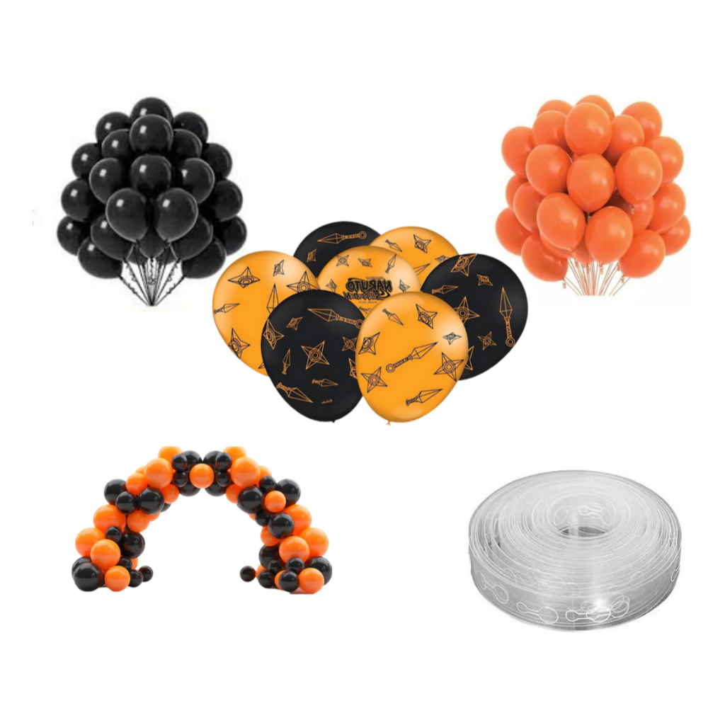 Kit Arco De Balões Naruto 85 Bexigas + Fita Arco De Balões