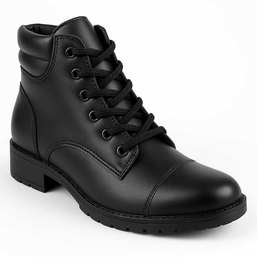 Bota Coturno Casual Feminina Cano Curto Baixo Médio Confortável Macia - Preta Femmy