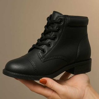 Bota Coturno Casual Feminina Cano Curto Baixo Médio Confortável Macia - Preta Femmy em Oferta na Shopee