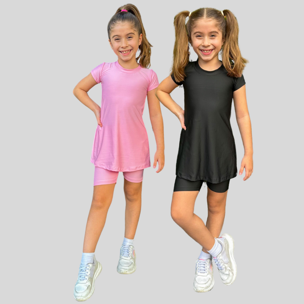 Kit 2 Conjuntos Fitness Infantil Menina Kids Roupa de Treino Jazz