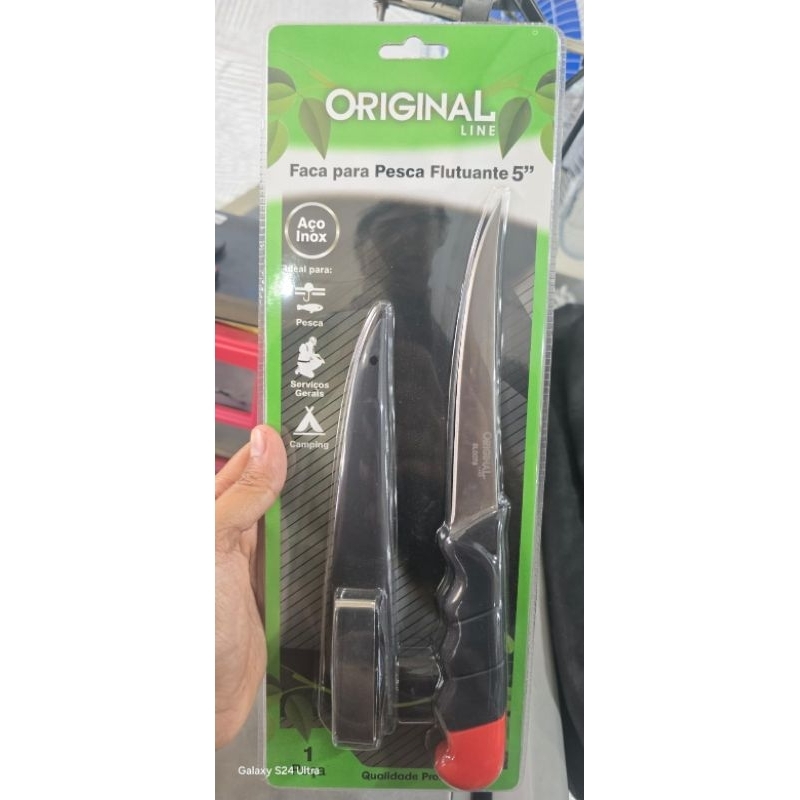 Faca de Pesca Flutuante 5” Aço Inoxidável com Bainha ⚓ Não Afunda Ideal Camping e Pesca