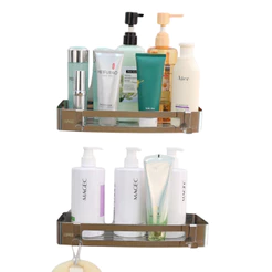 Lumai Kit 2 Prateleira Box Banheiro Shampoo Sabonete Aço Inox 304 Retangular Suporte Parede