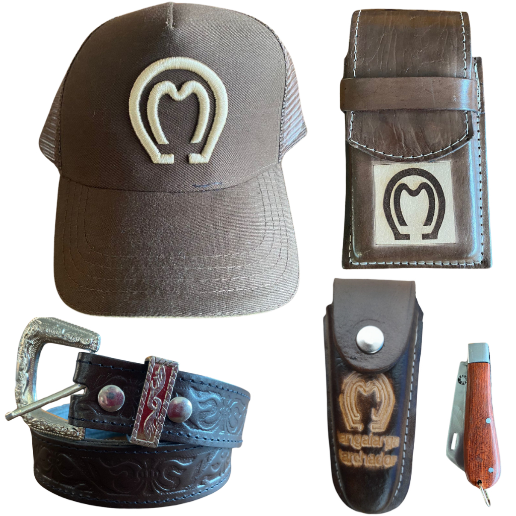 Kit Mangalarga Completo Marrom Country Bainha Canivete Capa Celular Cinto Boné